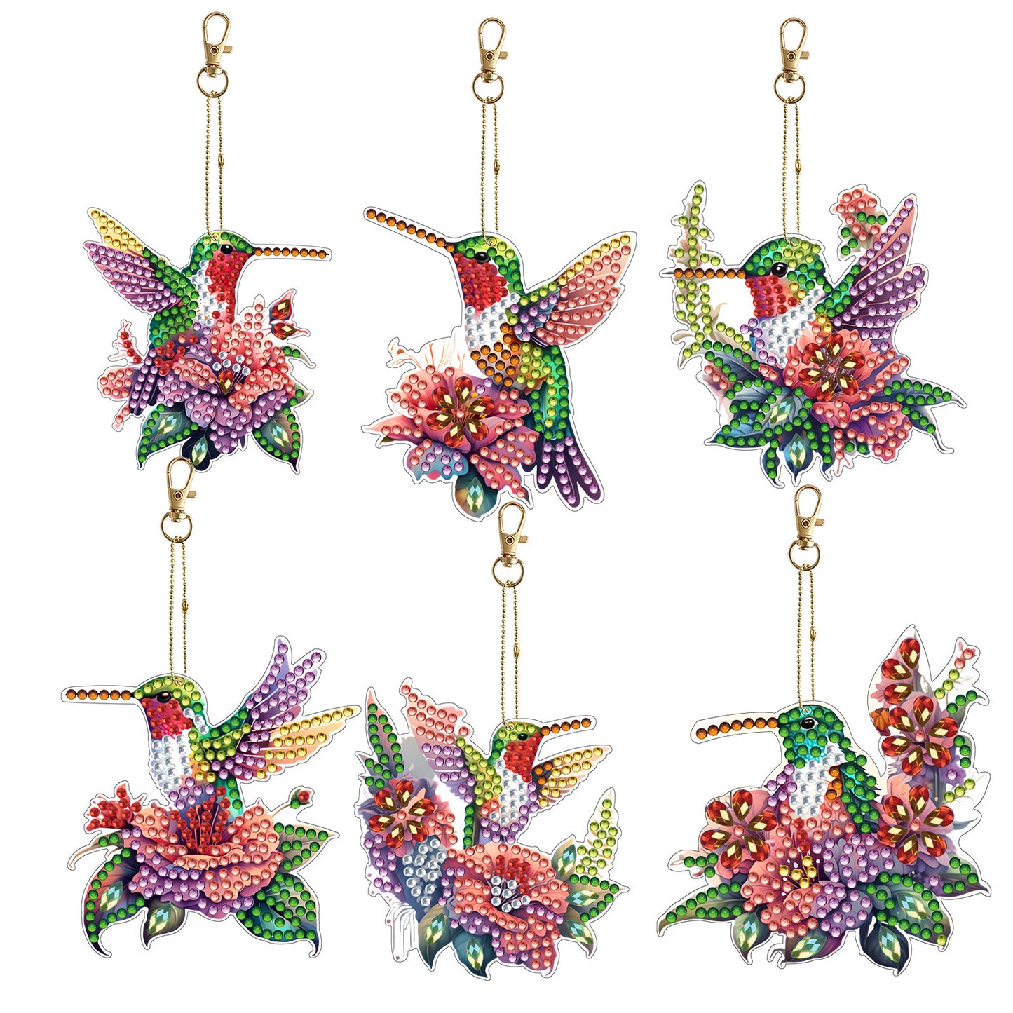 6Pcs Double Sided Diamond Painting Keychains Kit Diamond Art Set Handmade Crafts