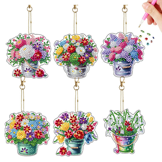6Pcs Double Sided Diamond Painting Keychains Kit Diamond Art Set Handmade Crafts