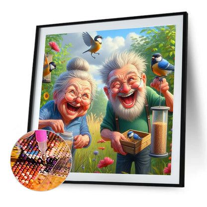 Funny Old Couple - Full Round Drill Diamond Painting 40*40CM