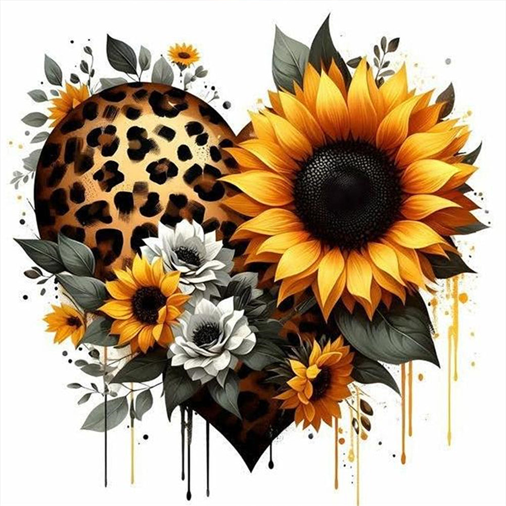 Heart Sunflower - Stamped Cross Stitch 20*20CM
