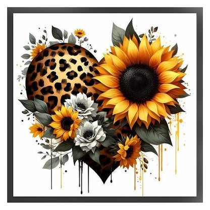 Heart Sunflower - Stamped Cross Stitch 20*20CM