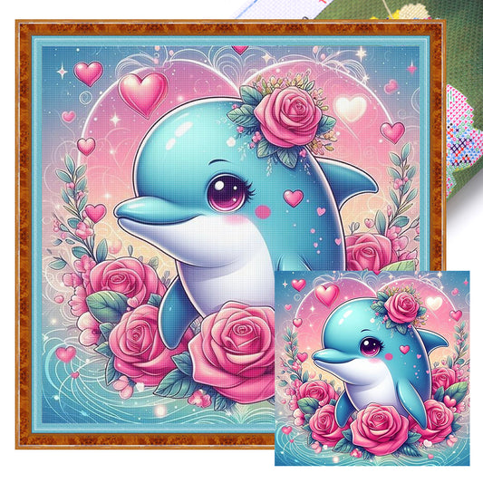 Dolphin - Stamped Cross Stitch 25*25CM