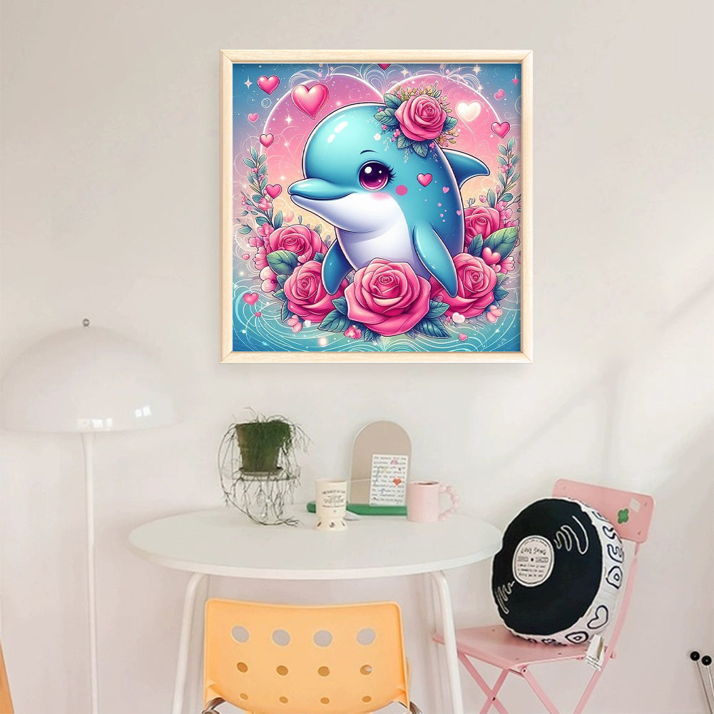 Dolphin - Stamped Cross Stitch 25*25CM