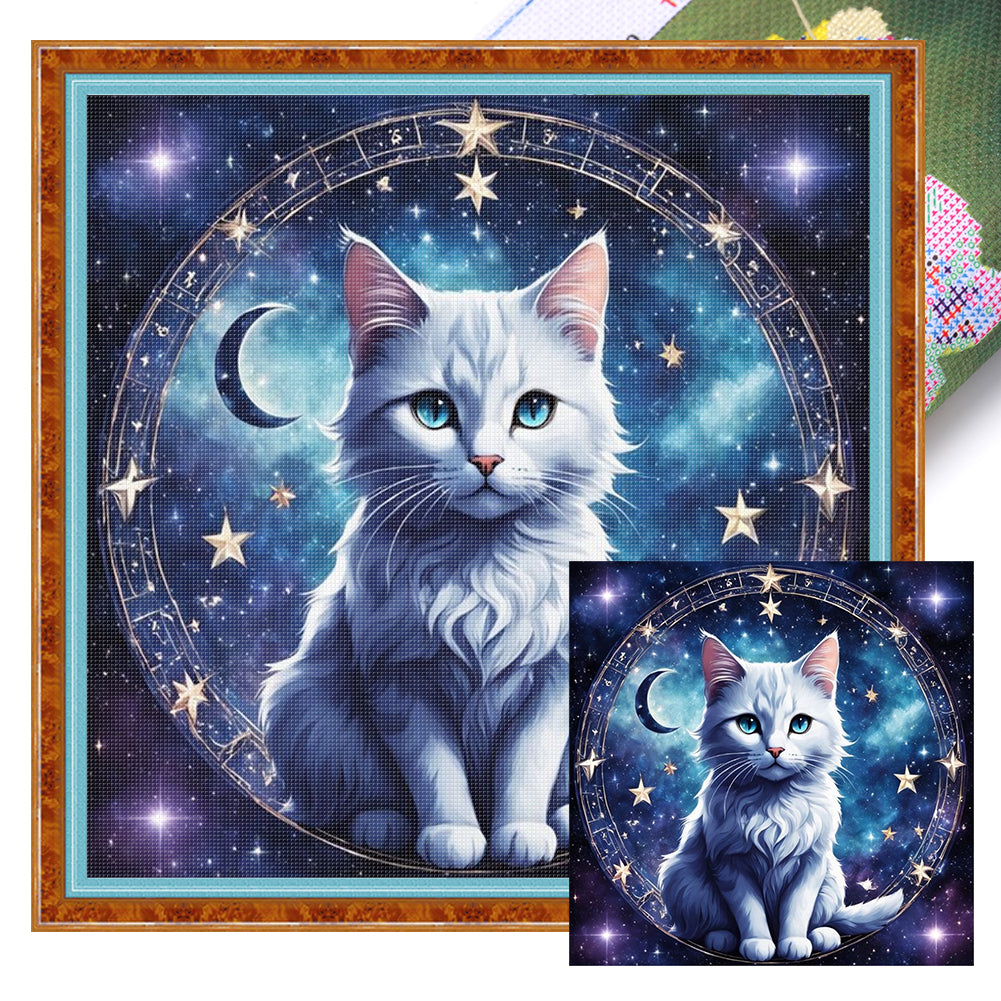 Cat - 11CT Stamped Cross Stitch 40*40CM