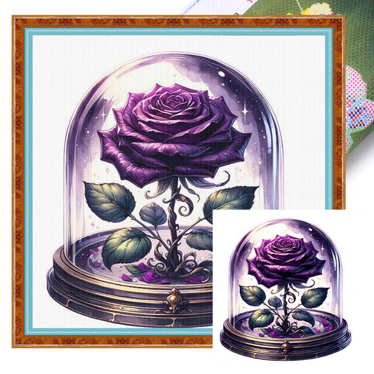 Purple Rose - 11CT Stamped Cross Stitch 50*50CM