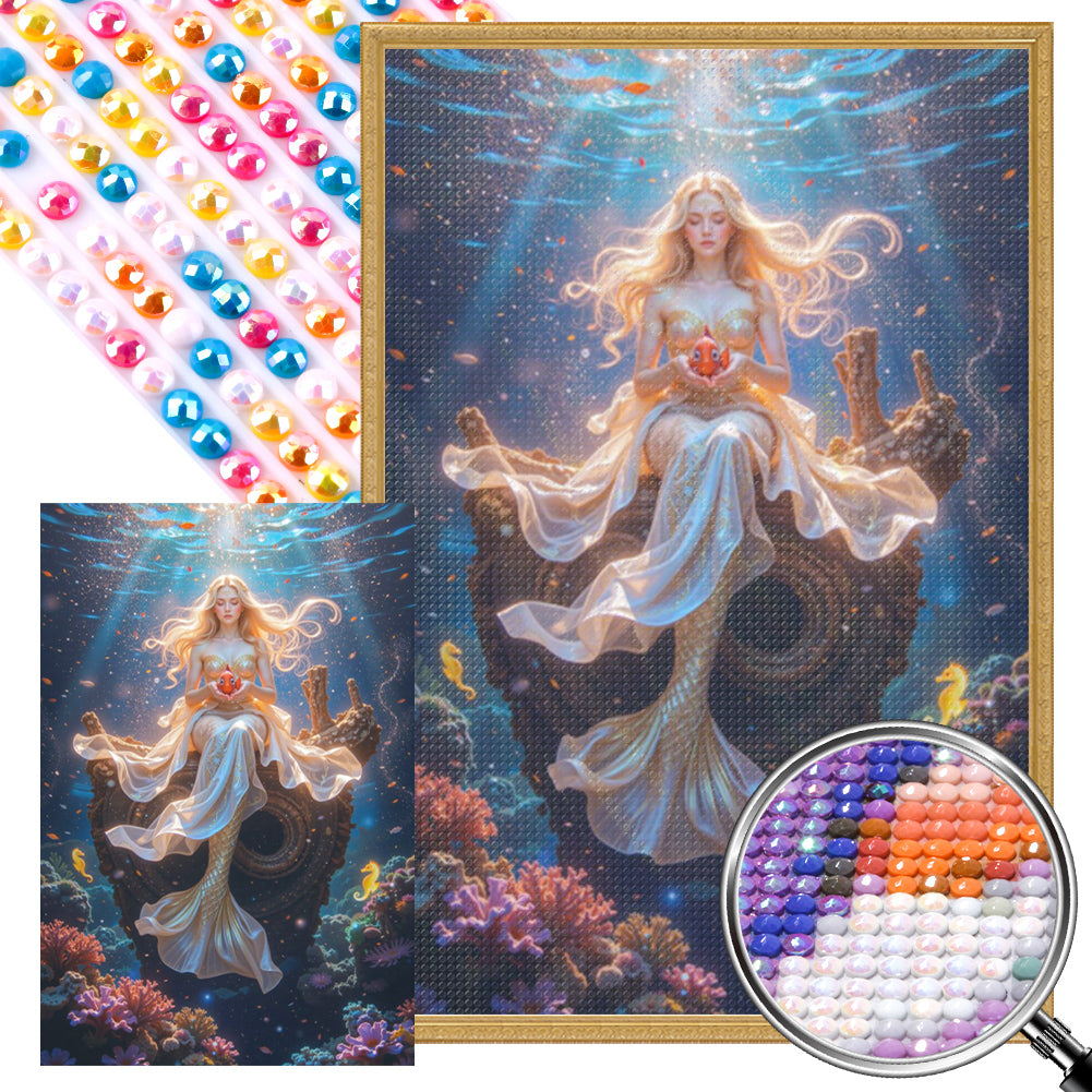 Underwater Mermaid - Full Round Drill Diamond Painting 40*50CM