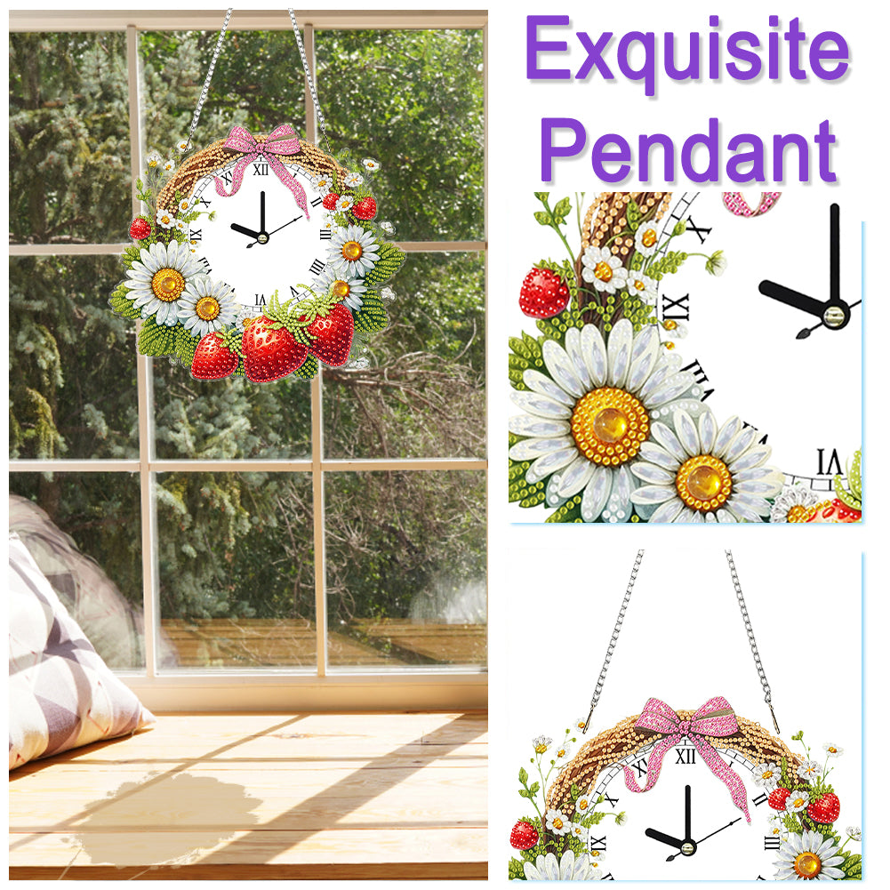 2D Flat DIY Rhinestone Diamond Art Clock Wall Pendants Diamond Clock Art Pendant