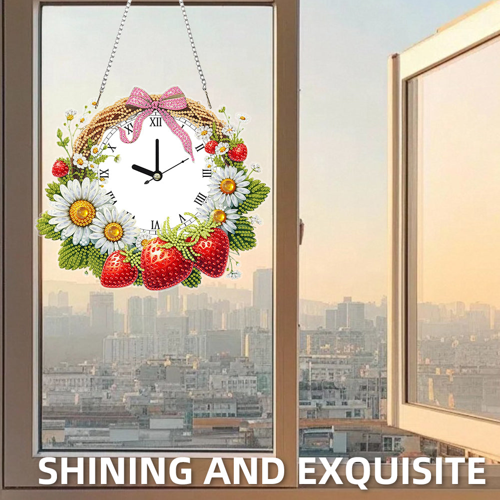 2D Flat DIY Rhinestone Diamond Art Clock Wall Pendants Diamond Clock Art Pendant