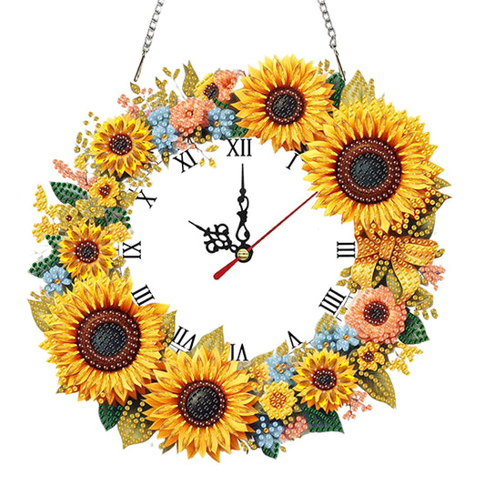 2D Flat DIY Rhinestone Diamond Art Clock Wall Pendants Diamond Clock Art Pendant