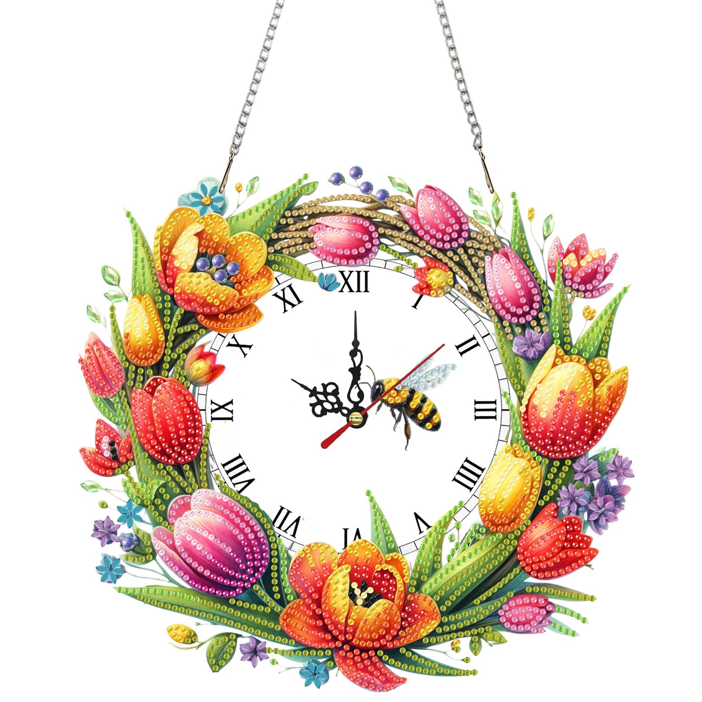 2D Flat DIY Rhinestone Diamond Art Clock Wall Pendants Diamond Clock Art Pendant