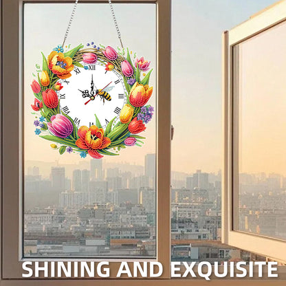 2D Flat DIY Rhinestone Diamond Art Clock Wall Pendants Diamond Clock Art Pendant