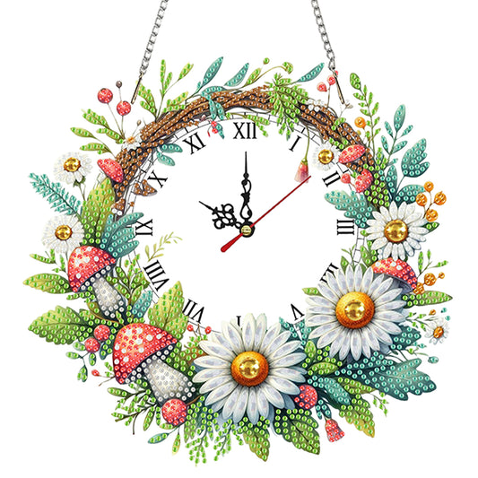 2D Flat DIY Rhinestone Diamond Art Clock Wall Pendants Diamond Clock Art Pendant