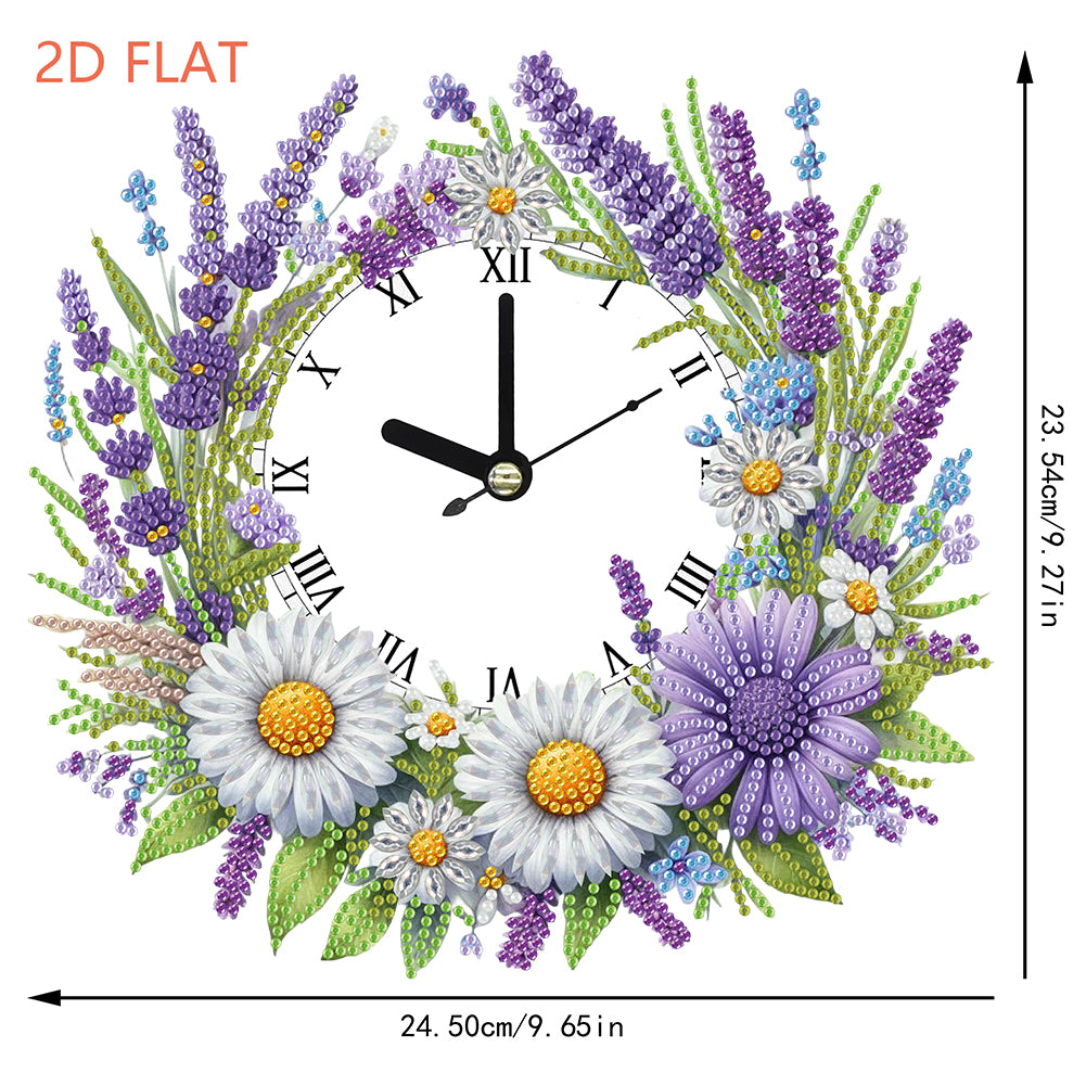 2D Flat DIY Rhinestone Diamond Art Clock Wall Pendants Diamond Clock Art Pendant