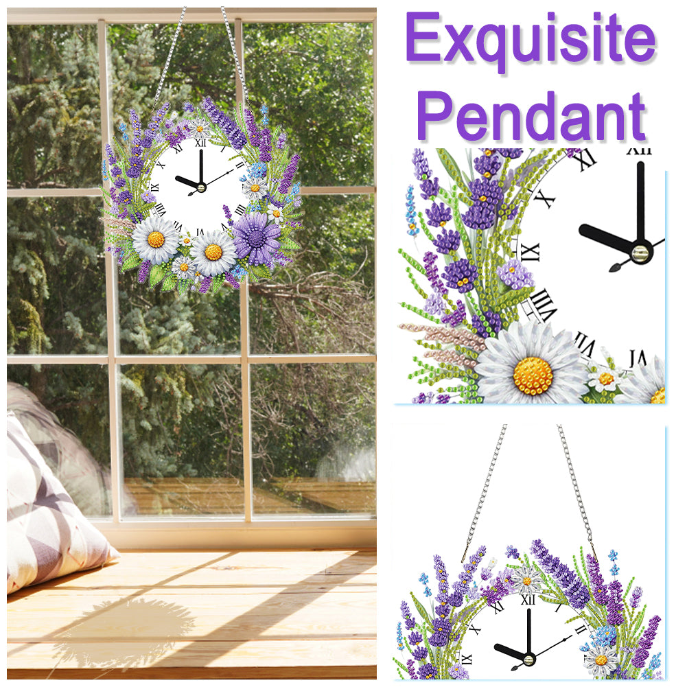 2D Flat DIY Rhinestone Diamond Art Clock Wall Pendants Diamond Clock Art Pendant