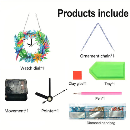 2D Flat DIY Rhinestone Diamond Art Clock Wall Pendants Diamond Clock Art Pendant