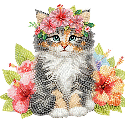 2D Flat Print Cat DIY Shaking Head Desktop Diamond Art Kits for Adults Beginner