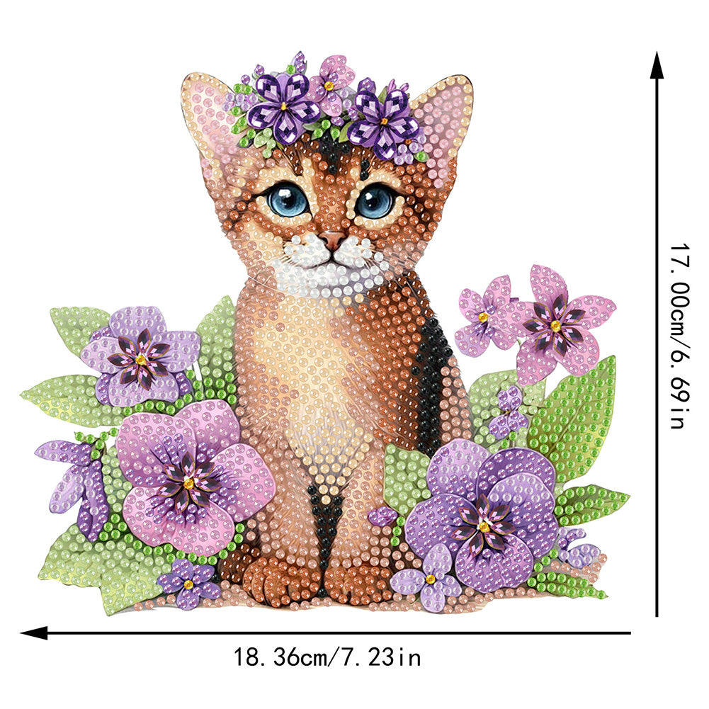2D Flat Print Cat DIY Shaking Head Desktop Diamond Art Kits for Adults Beginner