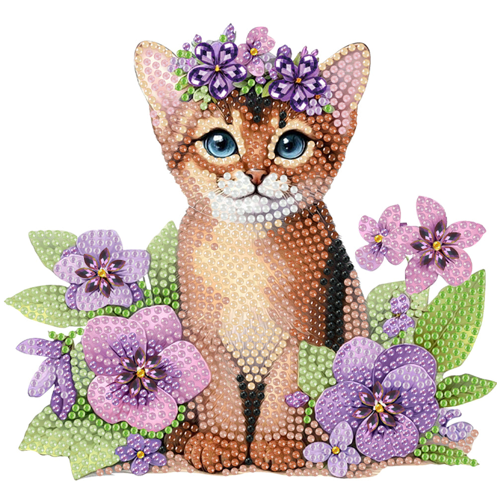 2D Flat Print Cat DIY Shaking Head Desktop Diamond Art Kits for Adults Beginner