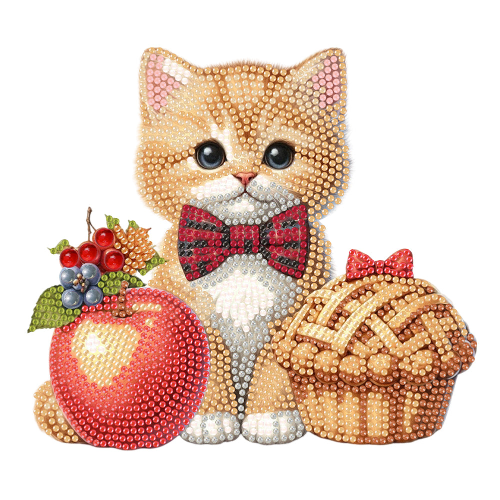2D Flat Print Cat DIY Shaking Head Desktop Diamond Art Kits for Adults Beginner