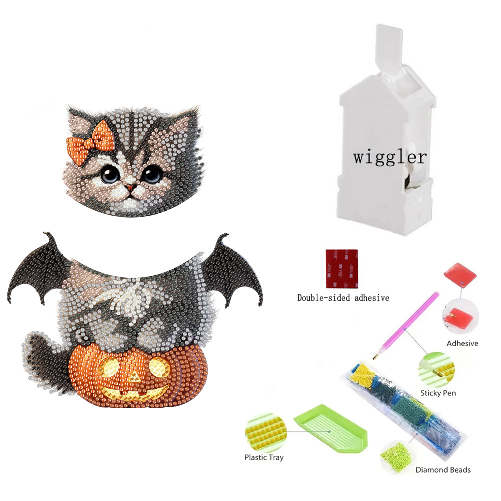 2D Flat Print Cat DIY Shaking Head Desktop Diamond Art Kits for Adults Beginner