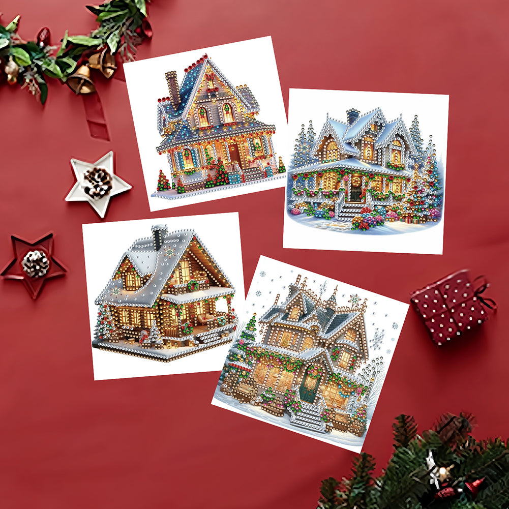 6PCS DIY Diamond Art Greeting Cards Xmas Designs Congratulations Thank You Cards