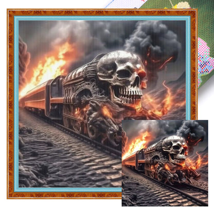 Skeleton Train - 11CT Stamped Cross Stitch 40*40CM