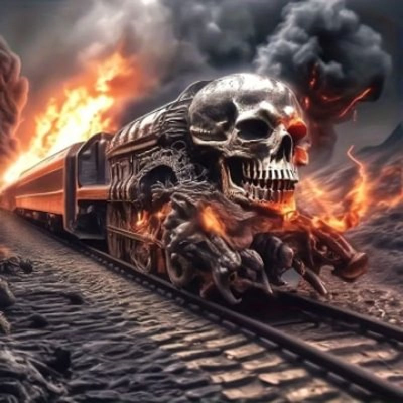 Skeleton Train - 11CT Stamped Cross Stitch 40*40CM
