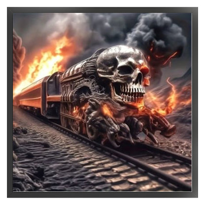 Skeleton Train - 11CT Stamped Cross Stitch 40*40CM