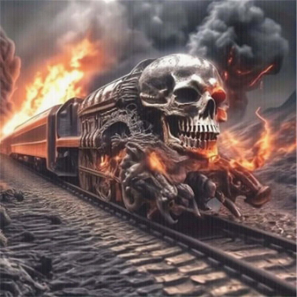 Skeleton Train - 11CT Stamped Cross Stitch 40*40CM