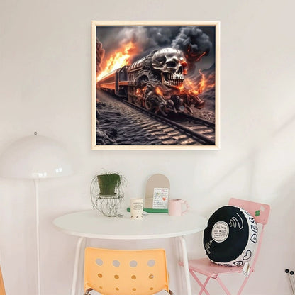 Skeleton Train - 11CT Stamped Cross Stitch 40*40CM