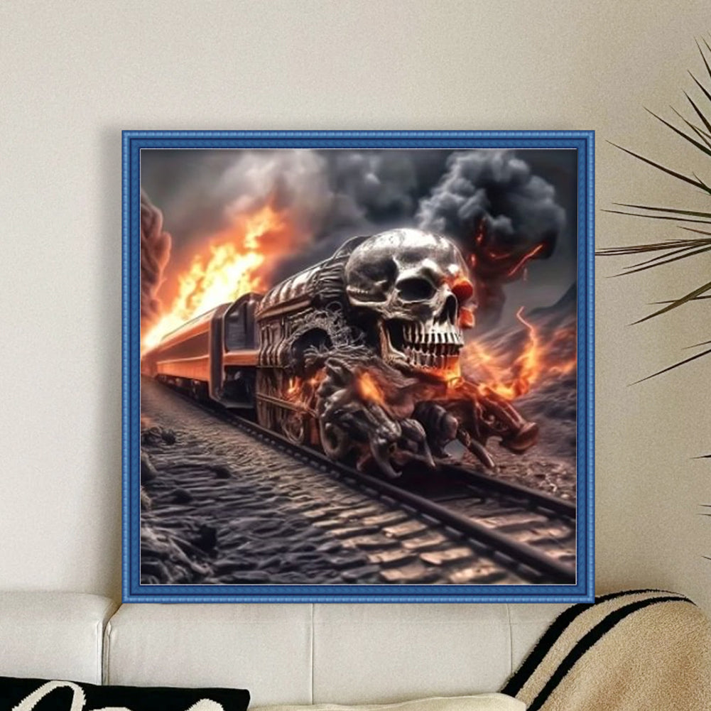 Skeleton Train - 11CT Stamped Cross Stitch 40*40CM