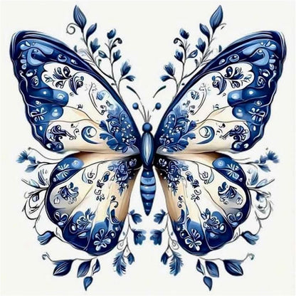 Blue And White Butterfly - 11CT Stamped Cross Stitch 50*50CM