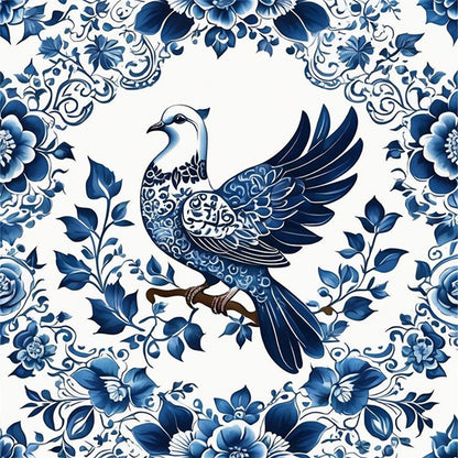 Blue And White Bird - 11CT Stamped Cross Stitch 50*50CM