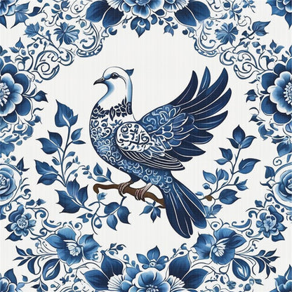 Blue And White Bird - 11CT Stamped Cross Stitch 50*50CM
