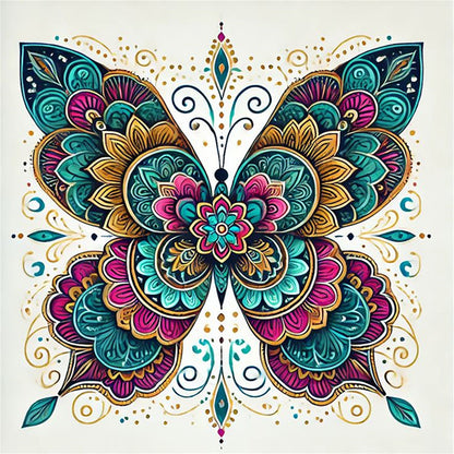 Butterfly With Mandala Pattern - 11CT Stamped Cross Stitch 50*50CM