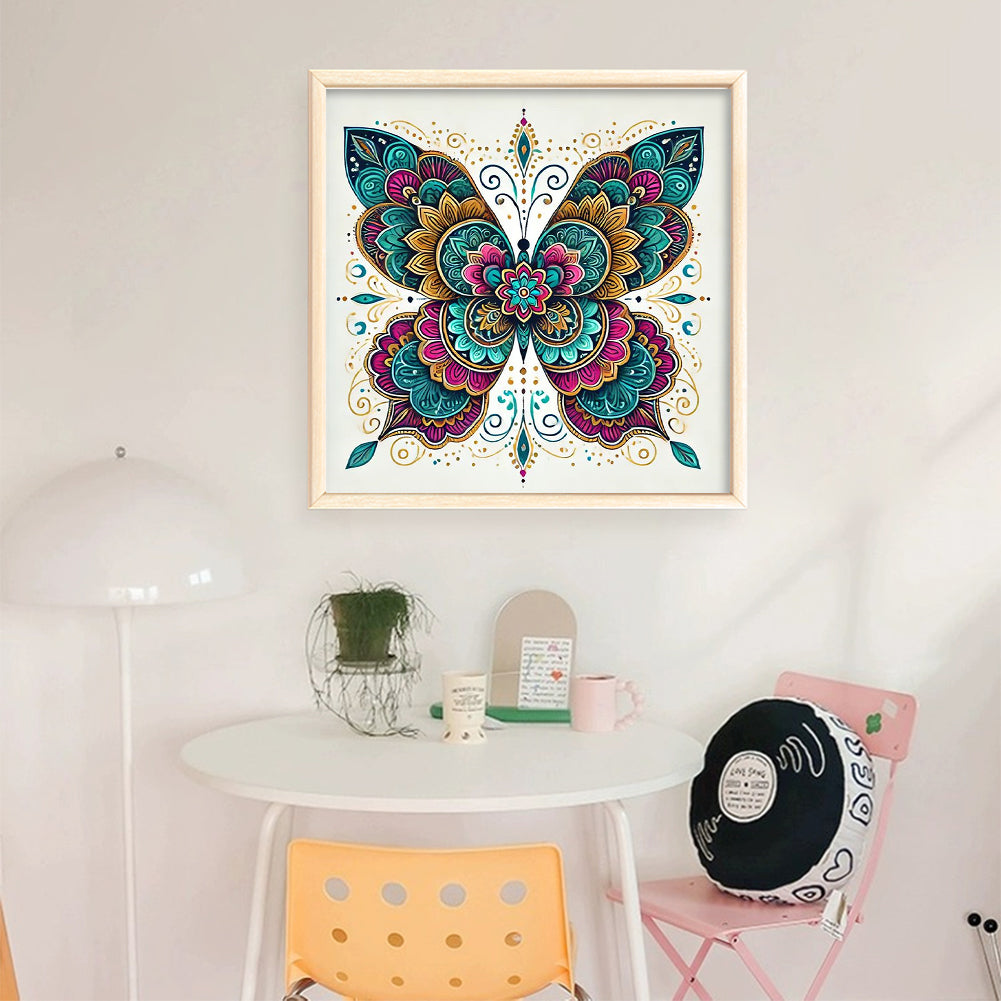 Butterfly With Mandala Pattern - 11CT Stamped Cross Stitch 50*50CM