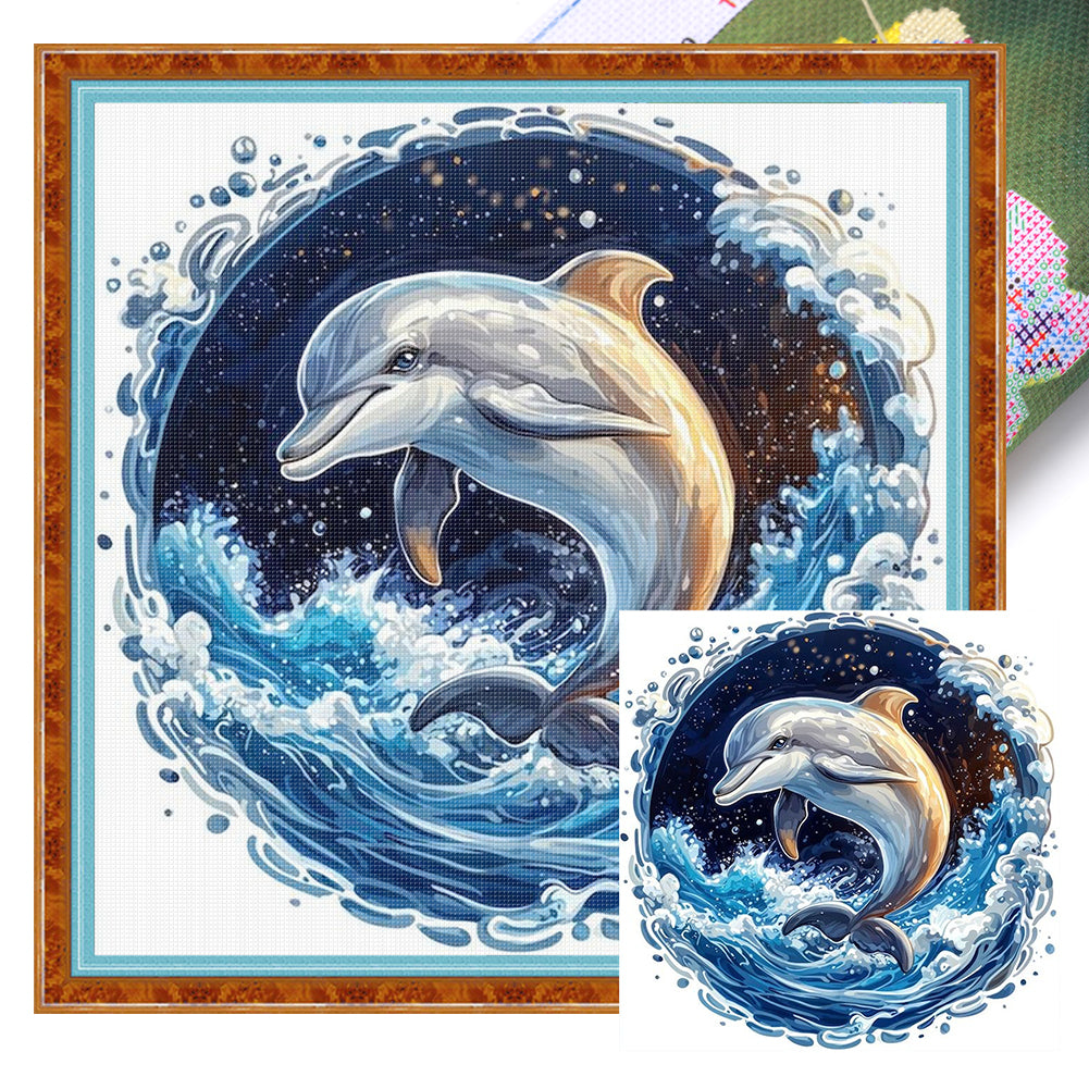 Dolphin - 11CT Stamped Cross Stitch 40*40CM