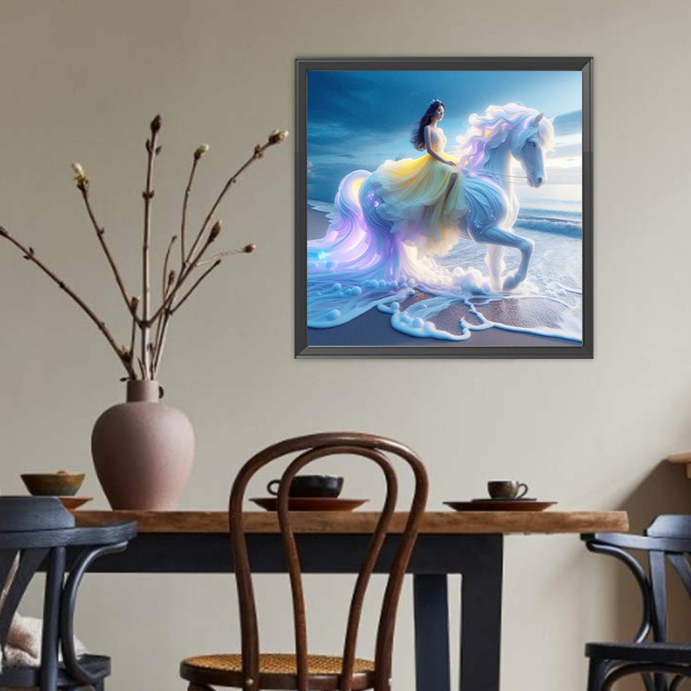 Beach Princess - Full Round Drill Diamond Painting 40*40CM