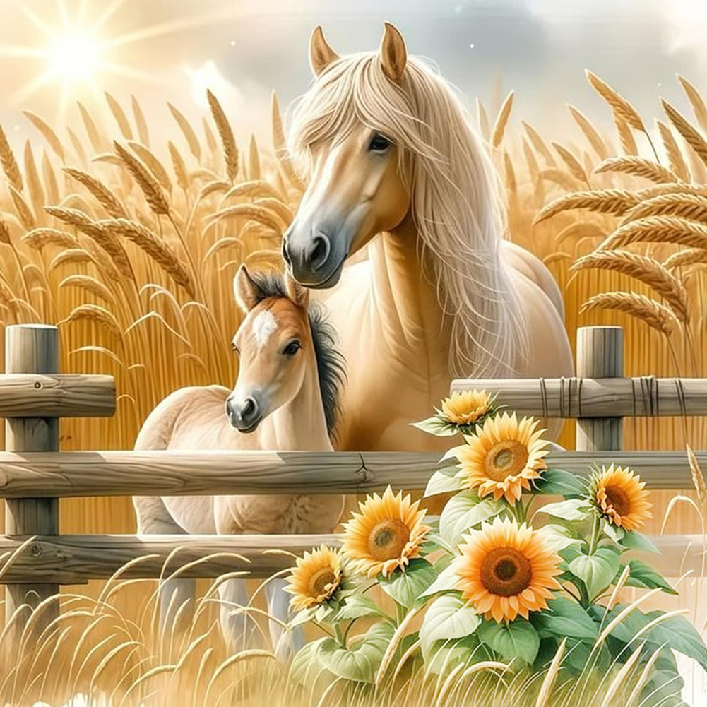 Sunflower Horse - Full Round Drill Diamond Painting 30*30CM