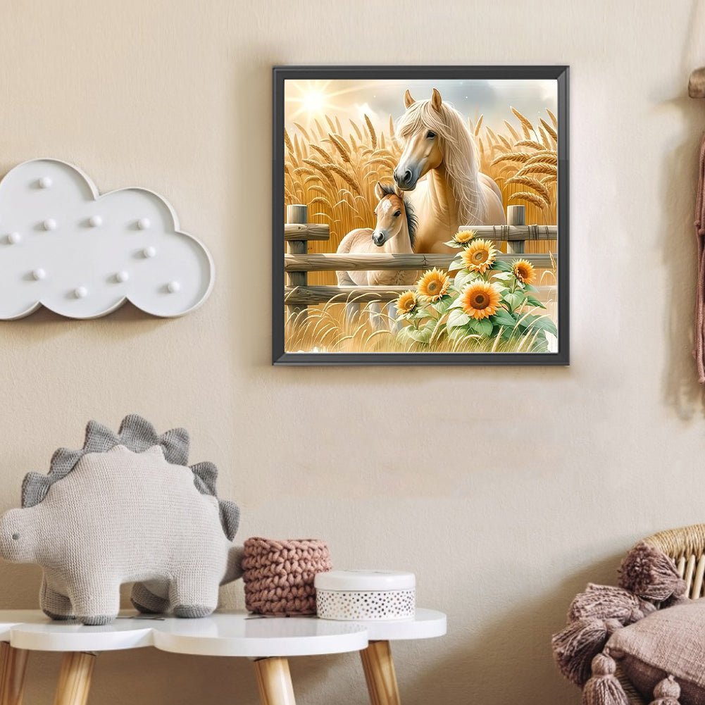 Sunflower Horse - Full Round Drill Diamond Painting 30*30CM