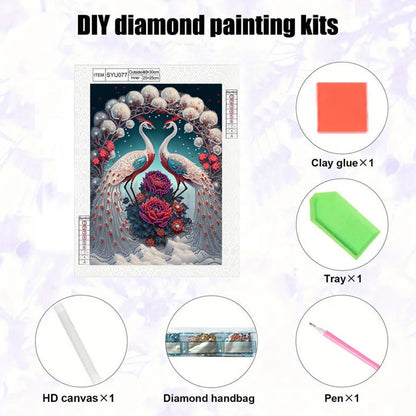 Flower Peacock - Special Shaped Drill Diamond Painting 30*40CM