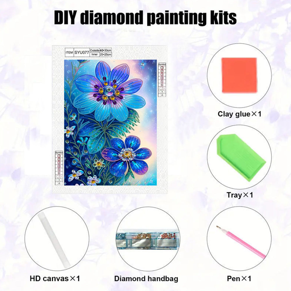Purple Flowers - Special Shaped Drill Diamond Painting 30*40CM