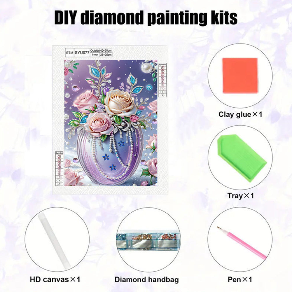 Pearl Vase - Special Shaped Drill Diamond Painting 30*40CM