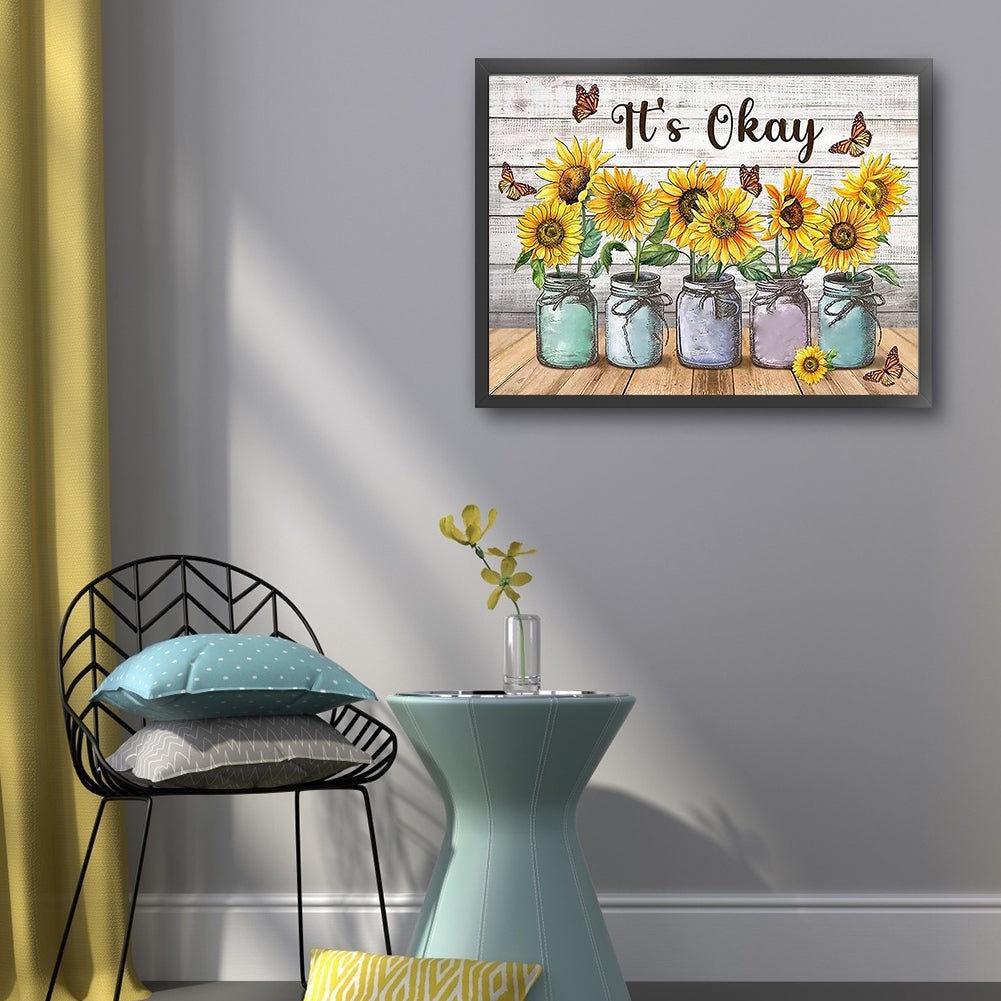 Sunflower Vase - 11CT Stamped Cross Stitch 50*40CM