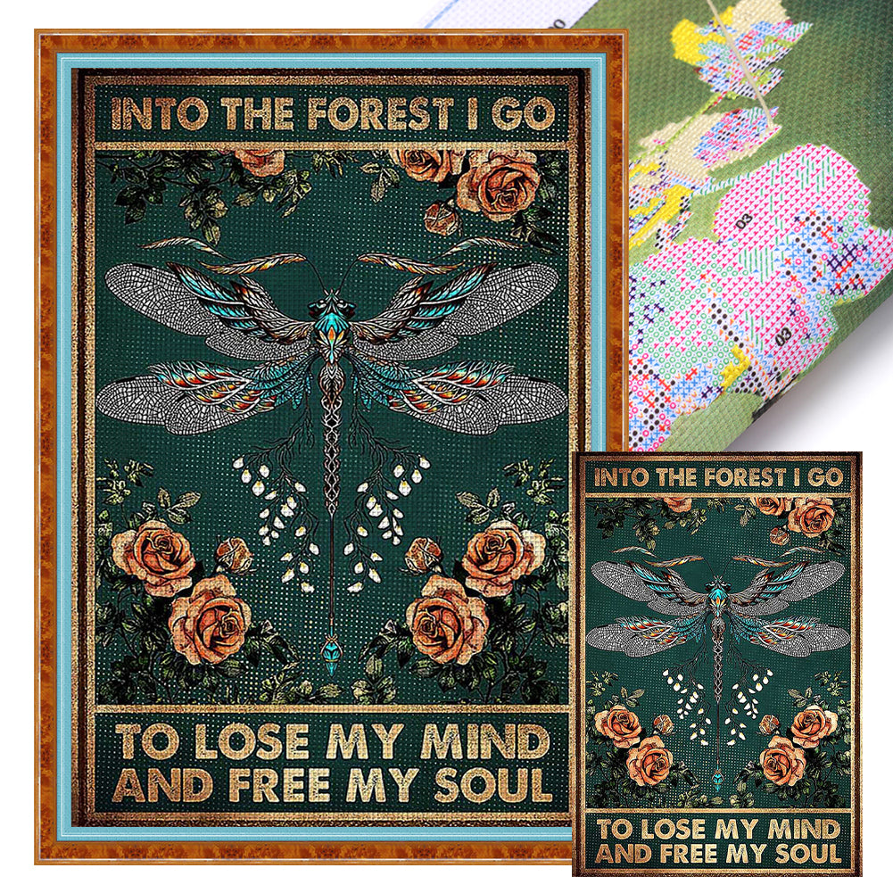 Vintage Poster - Dragonfly - 11CT Stamped Cross Stitch 50x70cm