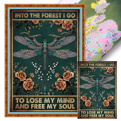 Vintage Poster - Dragonfly - 11CT Stamped Cross Stitch 50x70cm