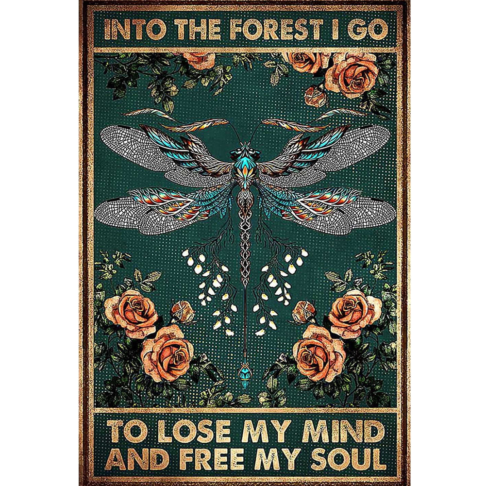 Vintage Poster - Dragonfly - 11CT Stamped Cross Stitch 50x70cm
