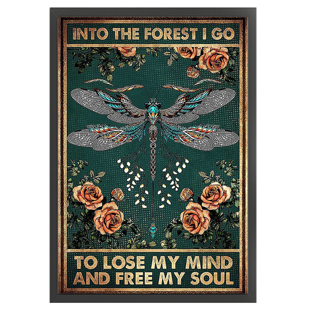 Vintage Poster - Dragonfly - 11CT Stamped Cross Stitch 50x70cm