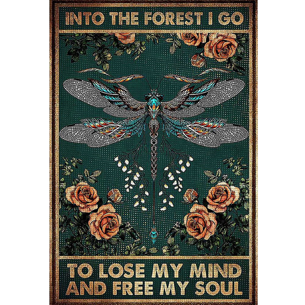 Vintage Poster - Dragonfly - 11CT Stamped Cross Stitch 50x70cm