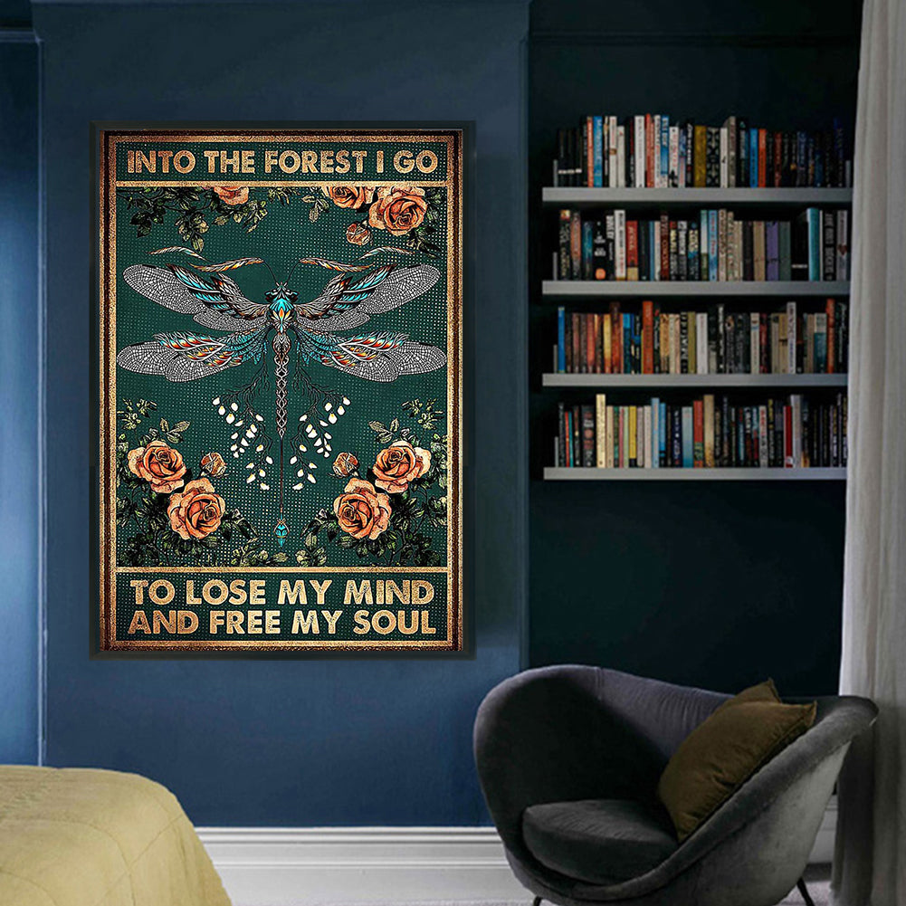 Vintage Poster - Dragonfly - 11CT Stamped Cross Stitch 50x70cm